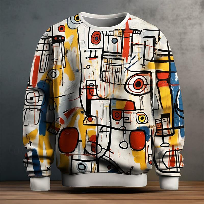 Shawn - Men's Geometric Print Crewneck Pullover