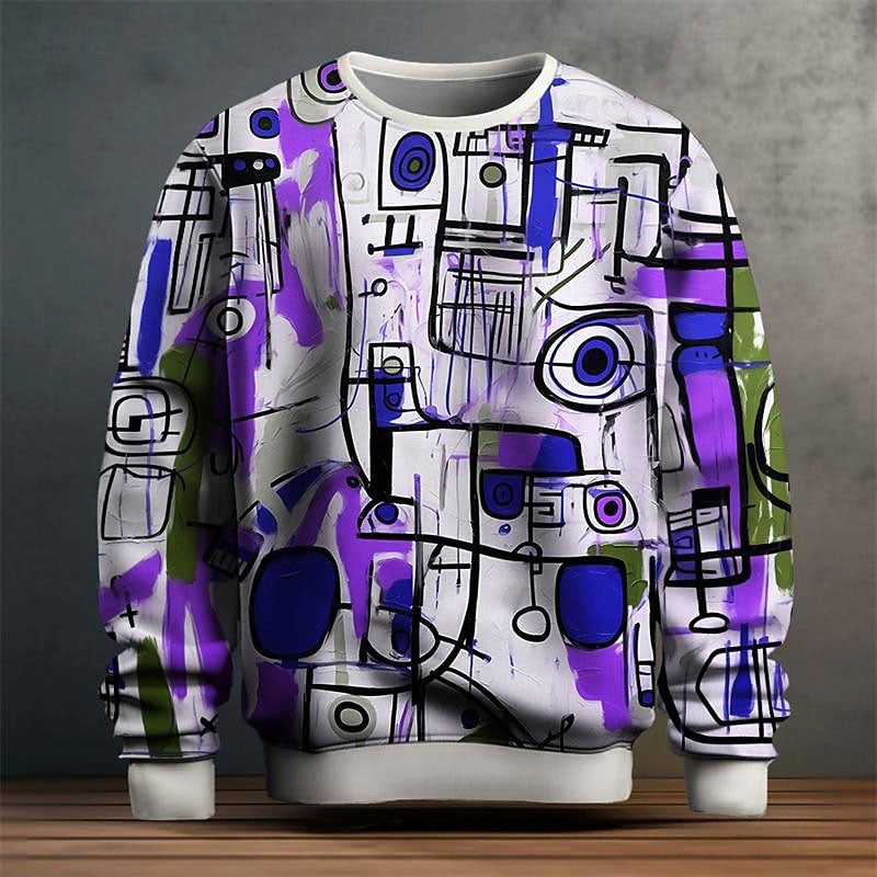 Shawn - Men's Geometric Print Crewneck Pullover