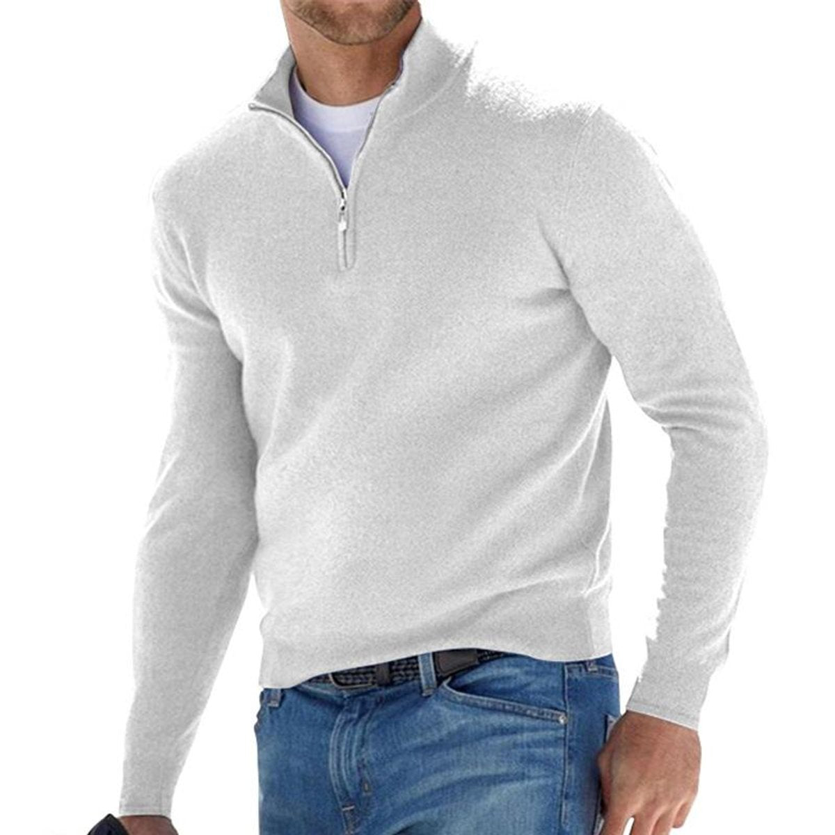 Silas - Men's Quarter-Zip Knit Sweater with Ribbed Cuffs