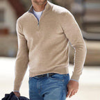 Silas - Men's Quarter-Zip Knit Sweater with Ribbed Cuffs