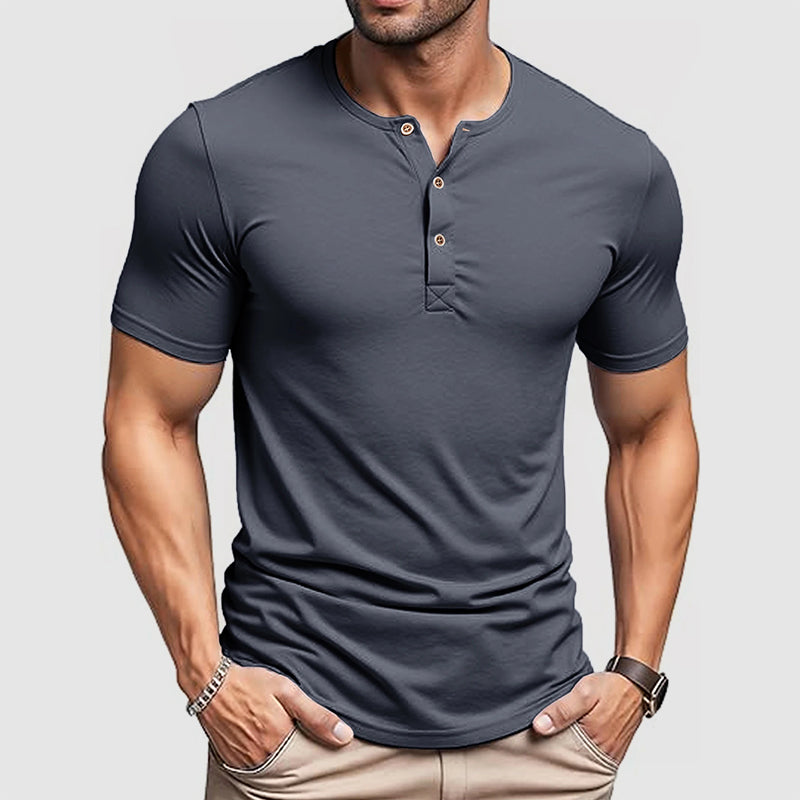 Steven - Men's Henley Short-Sleeve T-Shirt with Button Neckline