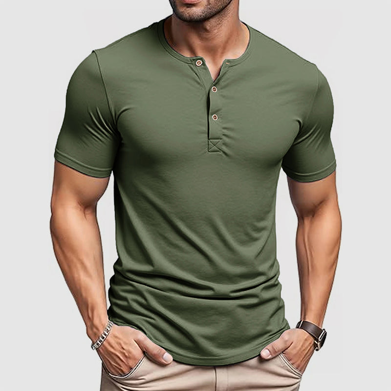 Steven - Men's Henley Short-Sleeve T-Shirt with Button Neckline