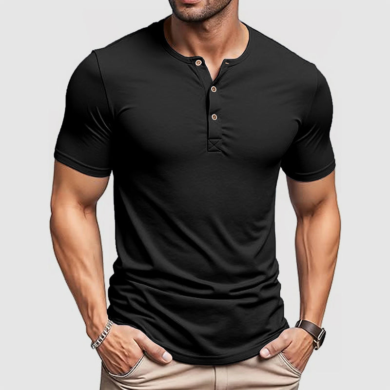 Steven - Men's Henley Short-Sleeve T-Shirt with Button Neckline