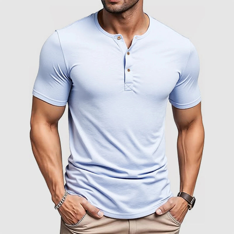 Steven - Men's Henley Short-Sleeve T-Shirt with Button Neckline