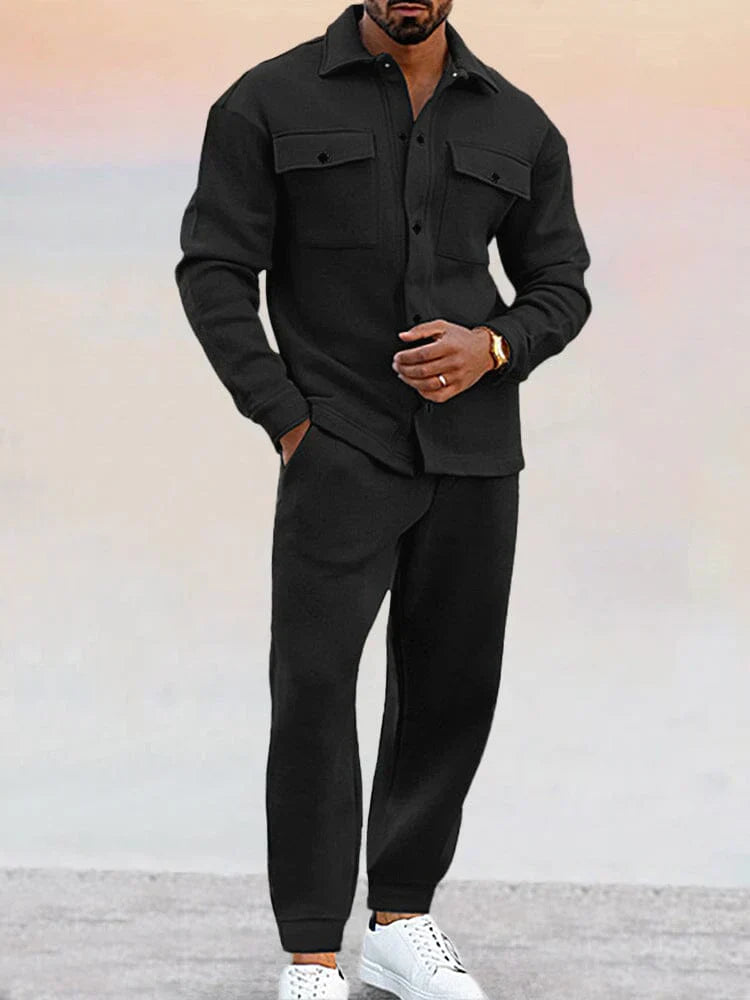 Sullivan - Men's Button-Front Overshirt & Jogger Pants Set