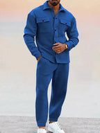 Sullivan - Men's Button-Front Overshirt & Jogger Pants Set