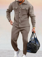 Sullivan - Men's Button-Front Overshirt & Jogger Pants Set