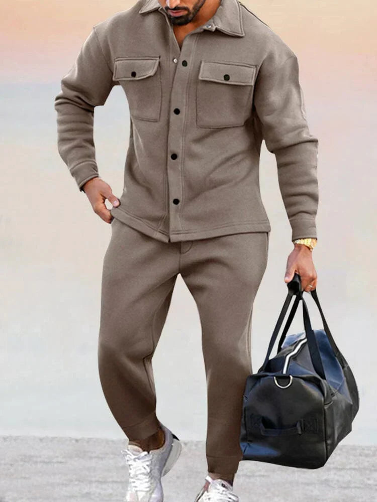 Sullivan - Men's Button-Front Overshirt & Jogger Pants Set