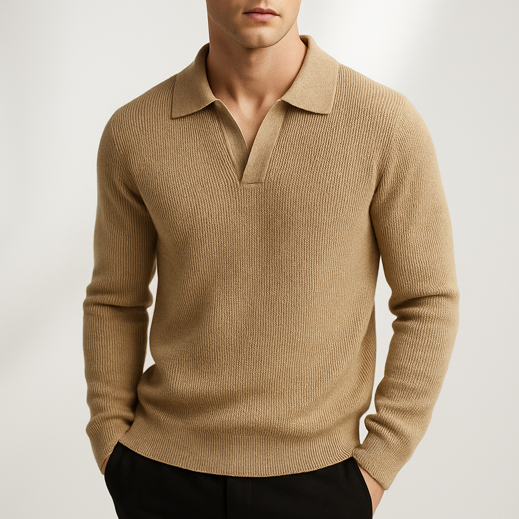 Teddy - Men's Ribbed Polo Pullover Knit