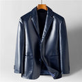 Thomas - Men's Leather Blazer with Notch Lapels and Button Front
