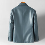 Thomas - Men's Leather Blazer with Notch Lapels and Button Front