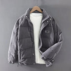 Tobias - Men's Corduroy Puffer Jacket with Stand Collar