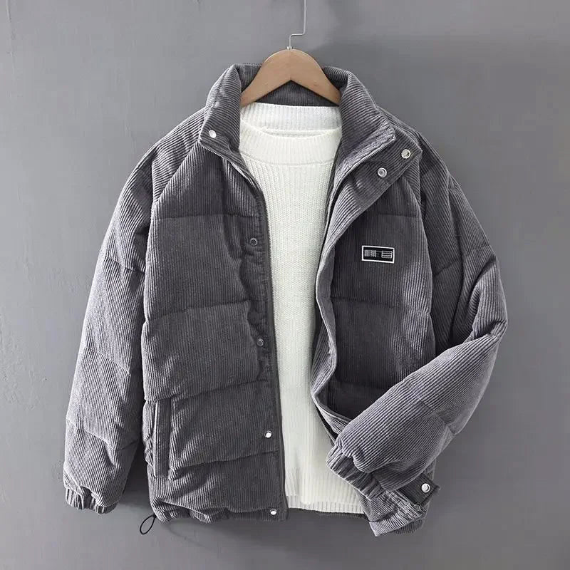 Tobias - Men's Corduroy Puffer Jacket with Stand Collar