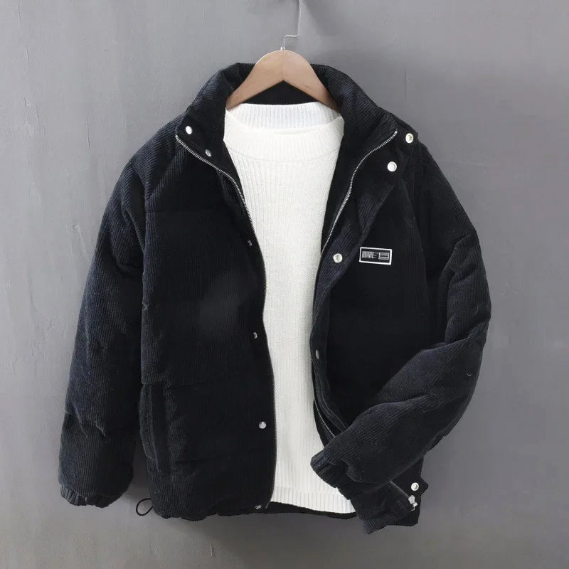 Tobias - Men's Corduroy Puffer Jacket with Stand Collar