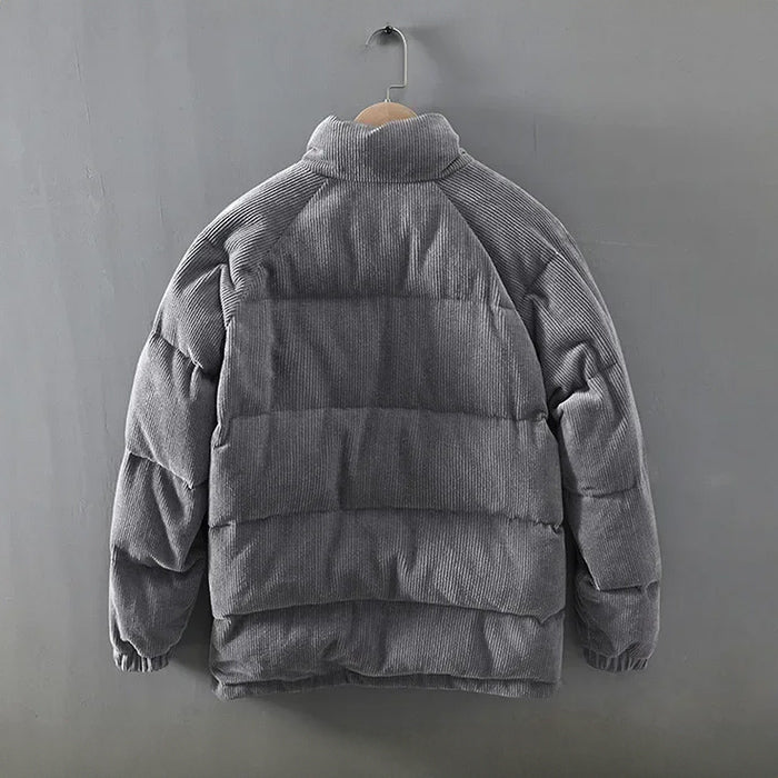Tobias - Men's Corduroy Puffer Jacket with Stand Collar