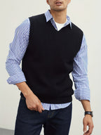 Victor - Men's Ribbed Sleeveless V-Neck Vest