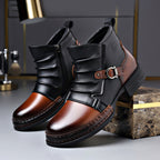 Vincent - Men's Buckle-Strap Lace-Up Ankle Boots