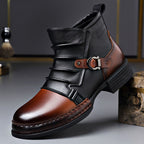 Vincent - Men's Buckle-Strap Lace-Up Ankle Boots