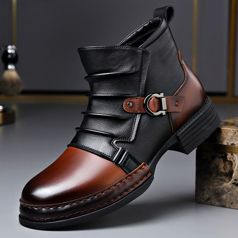 Vincent - Men's Buckle-Strap Lace-Up Ankle Boots
