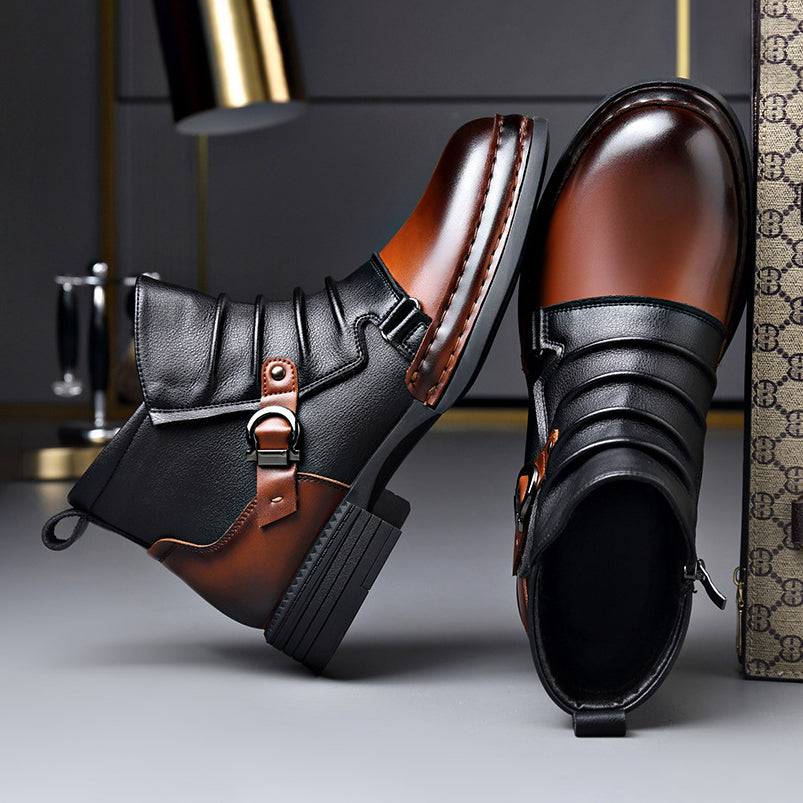 Vincent - Men's Buckle-Strap Lace-Up Ankle Boots