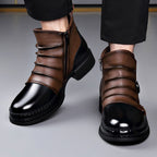 Vincent - Men's Buckle-Strap Lace-Up Ankle Boots