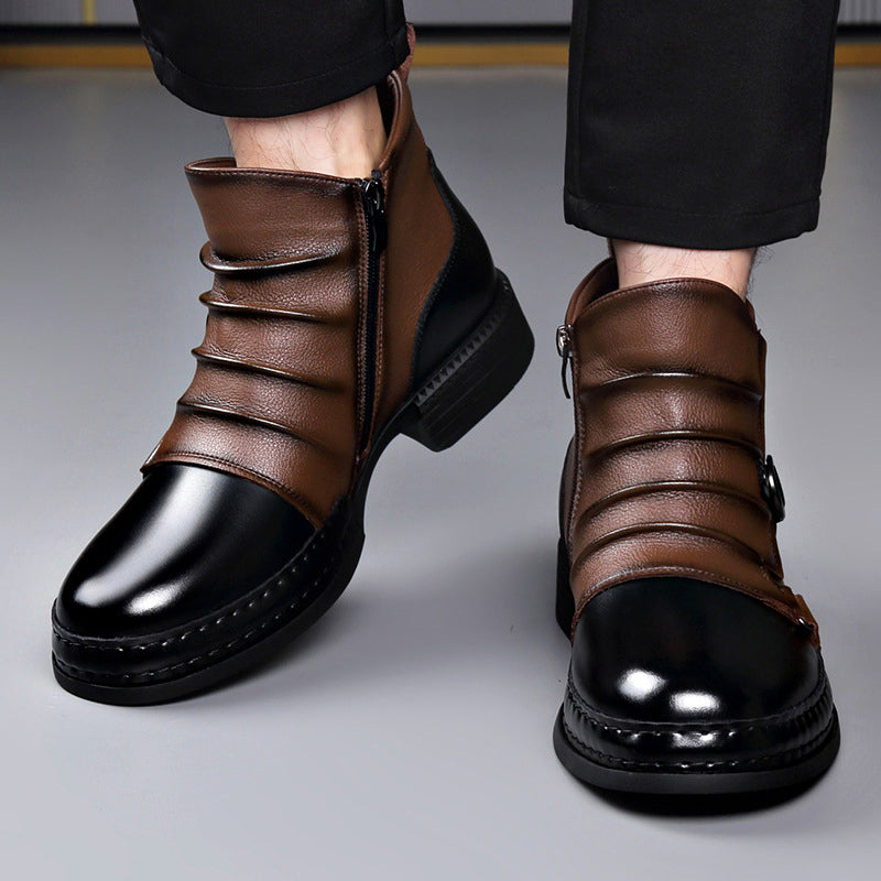 Vincent - Men's Buckle-Strap Lace-Up Ankle Boots
