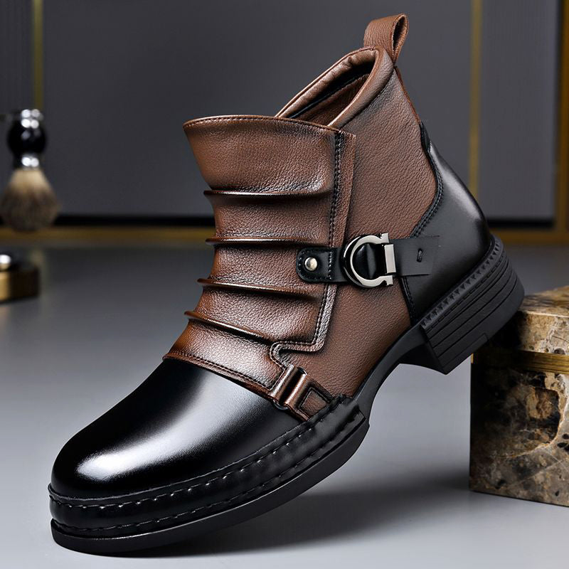 Vincent - Men's Buckle-Strap Lace-Up Ankle Boots