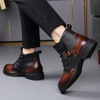 Vincent - Men's Buckle-Strap Lace-Up Ankle Boots