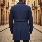 William - Men's Double-Breasted Wool Coat with Notch Lapels and Cuff Tabs