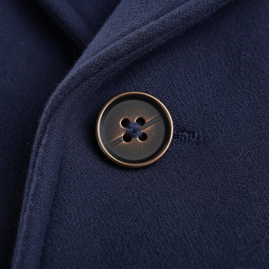William - Men's Double-Breasted Wool Coat with Notch Lapels and Cuff Tabs
