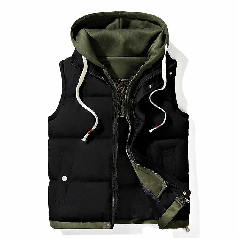 Zaldy - Men's Quilted Puffer Vest with Drawstring Hood